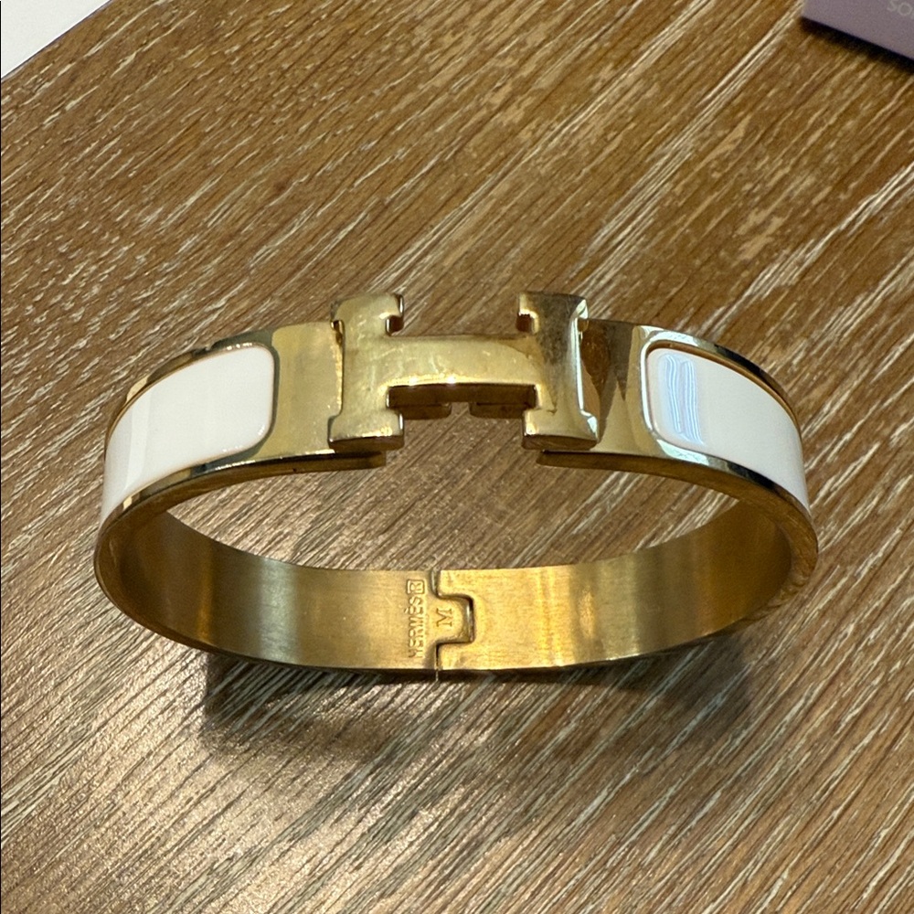 Gold and White Hermes Style Bracelet